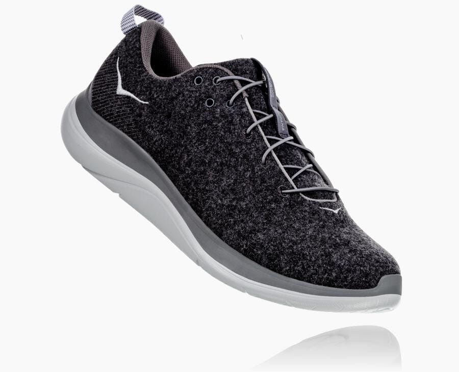 Running Shoes Womens - Hoka One One Hupana Flow Wool - Dark Grey - QRXSPNF-26